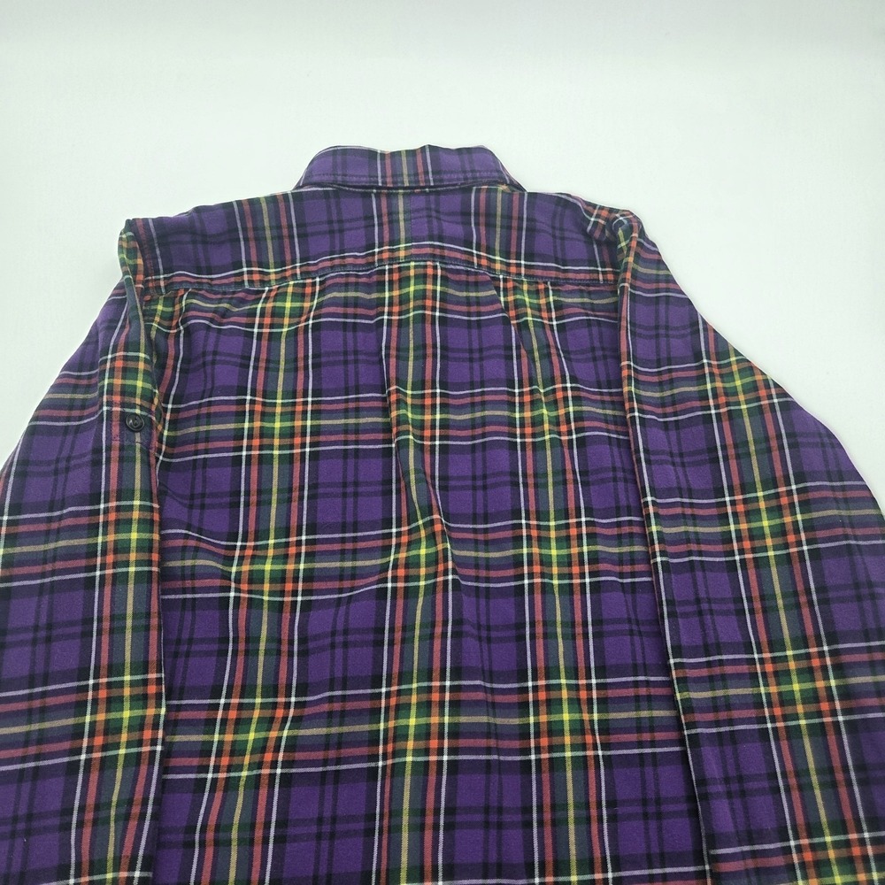 LRL Jeans Co Ralph Lauren Women PM Shirt-Cotton Purple Plaid Button Up Top - Picture 11 of 13